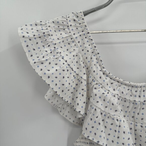 Hill House The Akilah Nap Dress size M Cotton Paisley Print White/Blue Midi - Picture 3 of 10